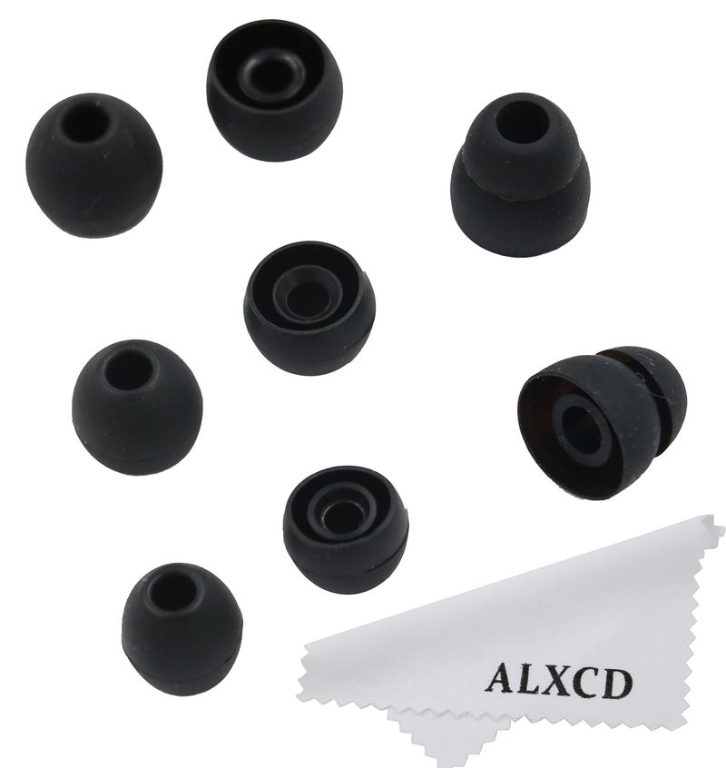 ALXCD Eartip for LG HBS Series Wireless Earphone, SML & Double Flange Silicone Replacement Earbud Gel Tip, Fit for LG HBS-750 770 800 810 900 910 Tone Pro Ultra Plus Infinim [4 Pair] (Black) - Image 1